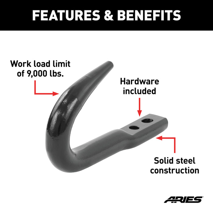 ARIES 15600TW ARIES 15600TW Truck; Jeep Bolt-On Bumper Tow Hook; 9;000 lbs Work Load - Truck Part Superstore