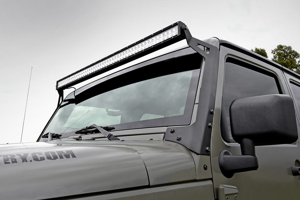 Rough Country 70504 Jeep 50 Inch Straight LED Light Bar Upper Windshield Mounts 07-18 Wrangler JK Rough Country - Truck Part Superstore