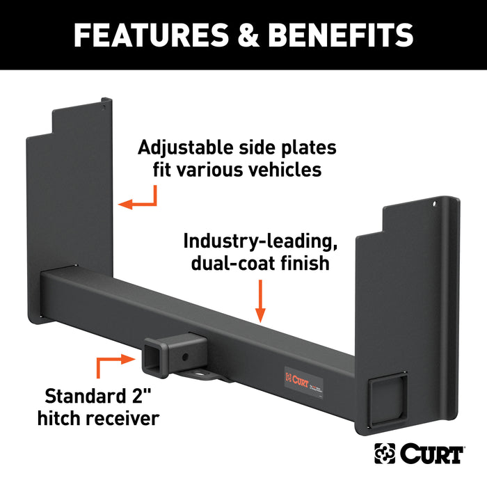 CURT 15902 Universal Weld-On Trailer Hitch; 2in. Receiver (18in. to 43in. Frames; 11-1/2in. - Truck Part Superstore