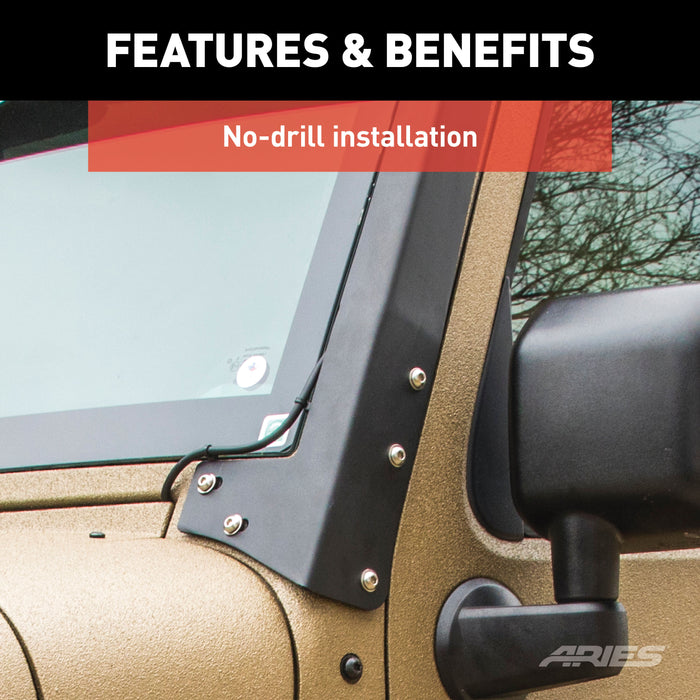 ARIES 15914 Jeep JK Roof Light Mounting Brackets/Crossbar - Truck Part Superstore
