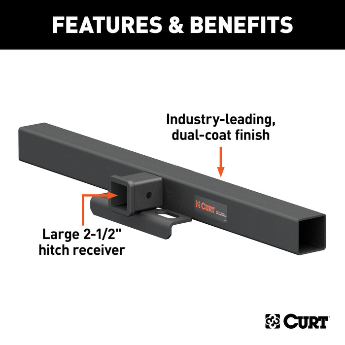 CURT 15921 44in. Universal Weld-On Hitch Center Section; 2-1/2in. Receiver (No Side Plates) - Truck Part Superstore