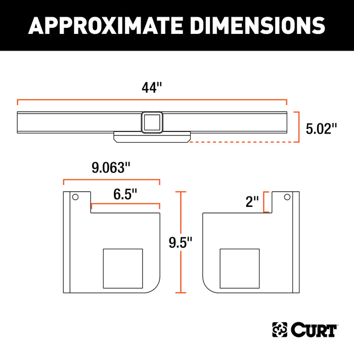 CURT 15923 Universal Weld-On Trailer Hitch; 2-1/2in. Receiver (Up to 44in. Frames; 9in. Dro - Truck Part Superstore