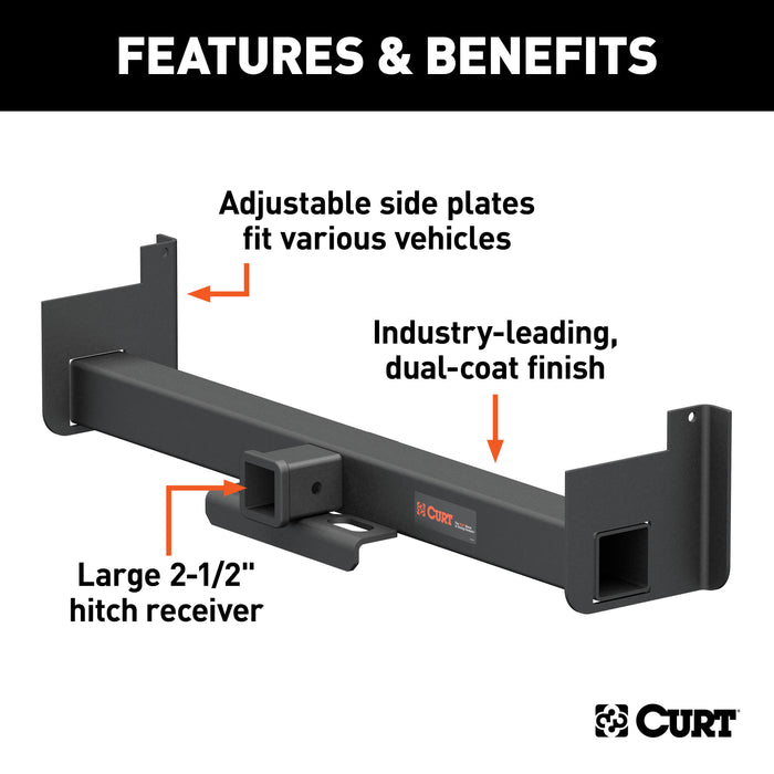CURT 15923 Universal Weld-On Trailer Hitch; 2-1/2in. Receiver (Up to 44in. Frames; 9in. Dro - Truck Part Superstore