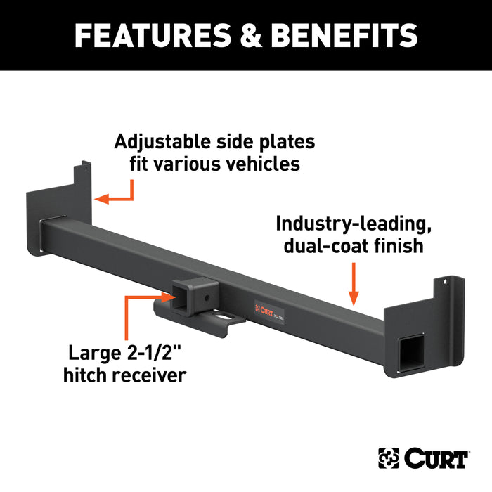 CURT 15925 Universal Weld-On Trailer Hitch; 2-1/2in. Receiver (Up to 62in. Frames; 9in. Dro - Truck Part Superstore