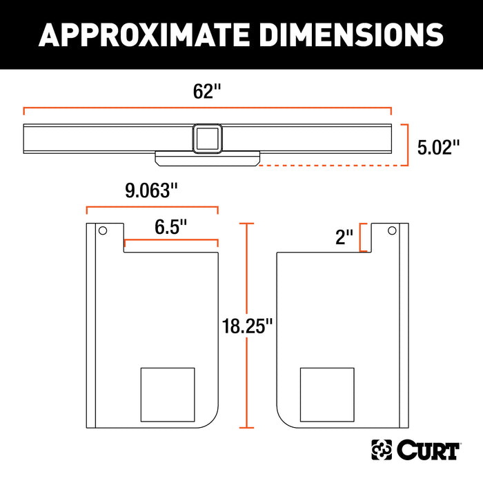 CURT 15926 Universal Weld-On Trailer Hitch; 2-1/2in. Receiver (Up to 62in. Frames; 18in. Dr - Truck Part Superstore