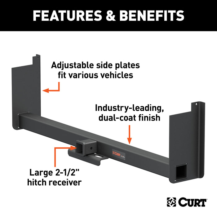 CURT 15926 Universal Weld-On Trailer Hitch; 2-1/2in. Receiver (Up to 62in. Frames; 18in. Dr - Truck Part Superstore