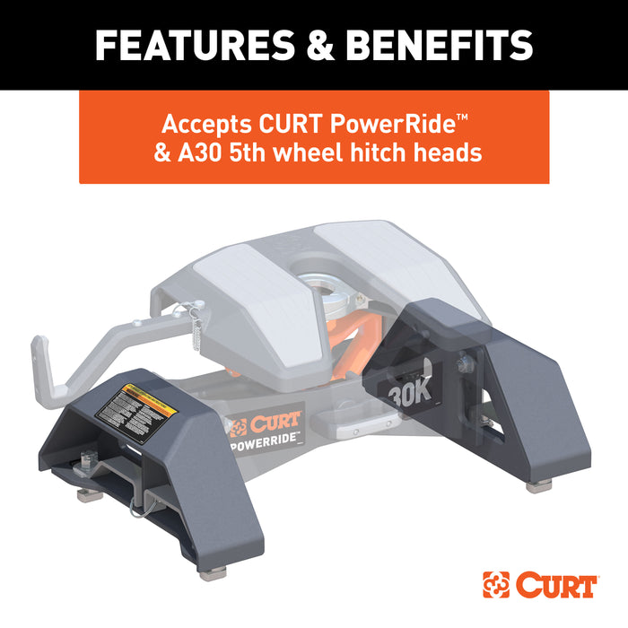 CURT 16030 Puck 5th Wheel Legs; Select Silverado; Sierra HD; 8ft. Bed; 30K; Teridium Grey - Truck Part Superstore