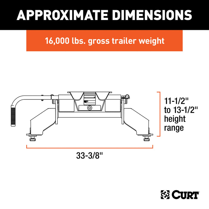 CURT 16031 E16 5th Wheel Hitch; Select Ford F-250; F-350; F-450; 8ft. Bed Puck System - Truck Part Superstore