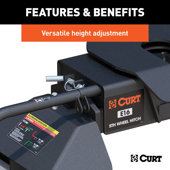 CURT 16031 E16 5th Wheel Hitch; Select Ford F-250; F-350; F-450; 8ft. Bed Puck System - Truck Part Superstore