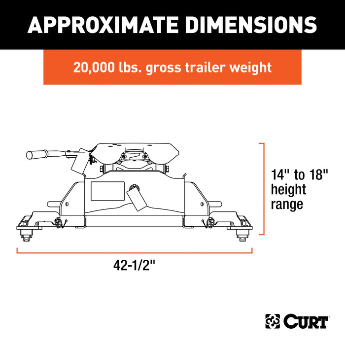 CURT 16044 A20 5th Wheel Hitch; Select Ram 2500; 3500; 8ft. Bed Puck System - Truck Part Superstore