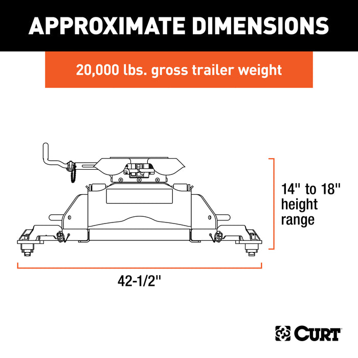 CURT 16045 Q20 5th Wheel Hitch; Select Ram 2500; 3500; 8ft. Bed Puck System - Truck Part Superstore