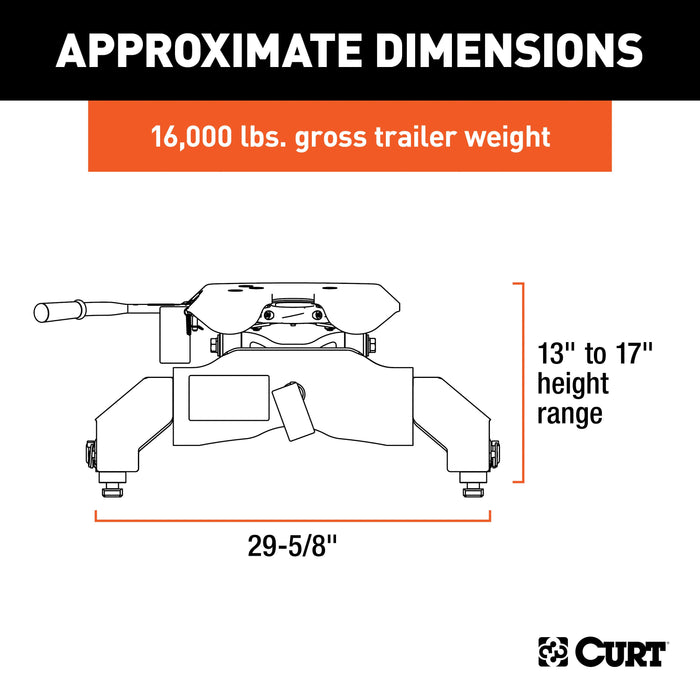 CURT 16063 A16 5th Wheel Hitch; Select Silverado; Sierra 2500; 3500 HD; 8ft. Bed Puck Syste - Truck Part Superstore