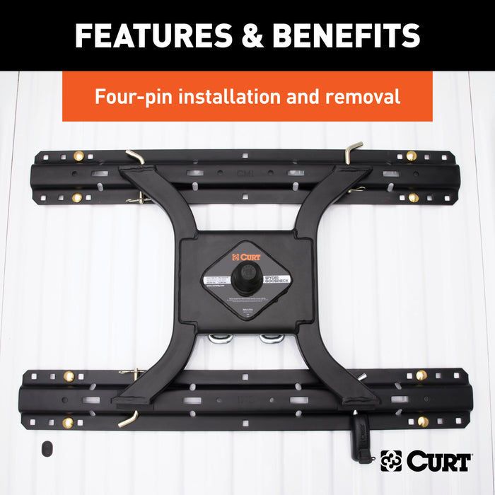 CURT 16085 Spyder 5th Wheel Rail Gooseneck Hitch with 2-5/16in. Ball; 25K - Truck Part Superstore