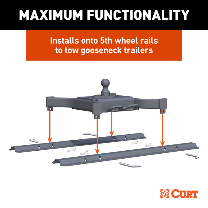 CURT 16090 Spyder 5th Wheel Rail Gooseneck Hitch with 2-5/16in. Ball; 30K - Truck Part Superstore