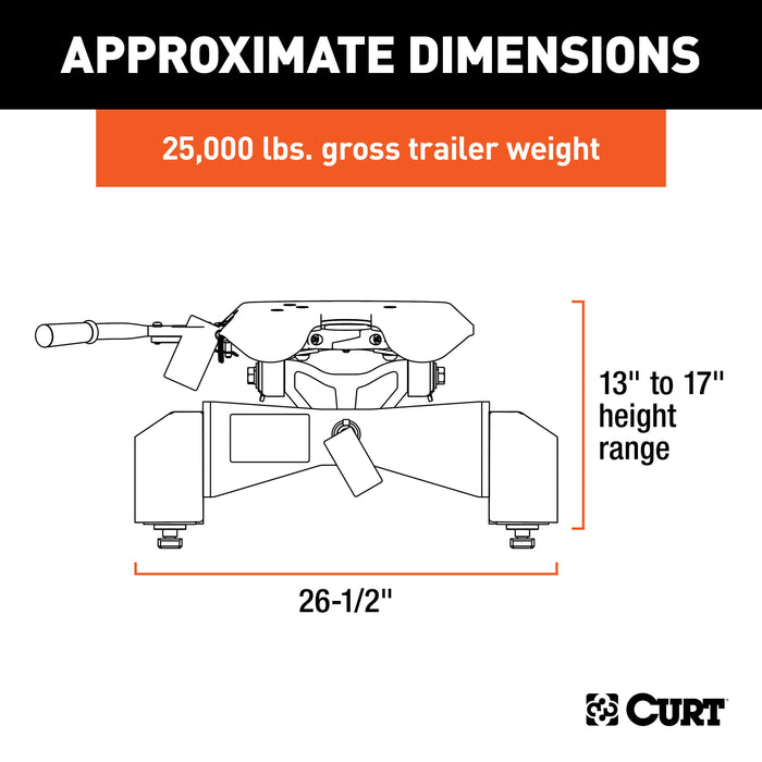 CURT 16093 A25 5th Wheel Hitch; Select Silverado; Sierra 2500; 3500 HD; 8ft. Bed Puck Syste - Truck Part Superstore