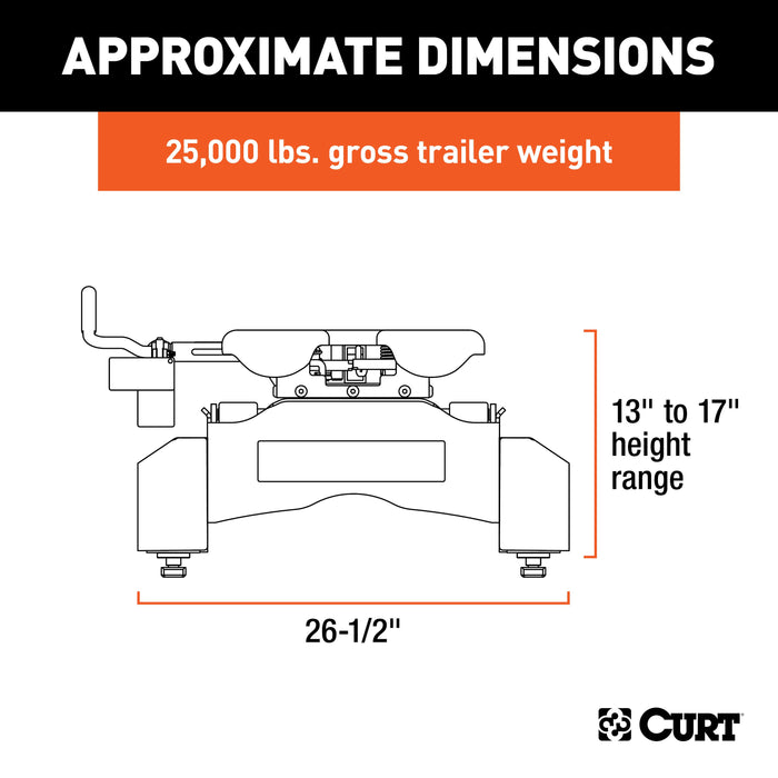 CURT 16096 Q25 5th Wheel Hitch; Select Silverado; Sierra 2500; 3500 HD; 8ft. Bed Puck Syste - Truck Part Superstore