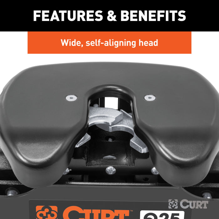 CURT 16096 Q25 5th Wheel Hitch; Select Silverado; Sierra 2500; 3500 HD; 8ft. Bed Puck Syste - Truck Part Superstore