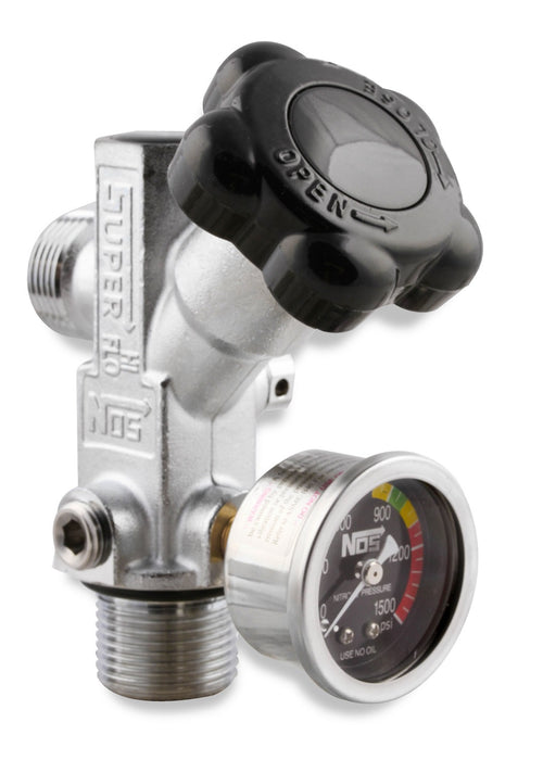 NOS/Nitrous Oxide System 16137BNOS Super Hi-Flow Nitrous Bottle Valve; w/Black Gauge; - Truck Part Superstore