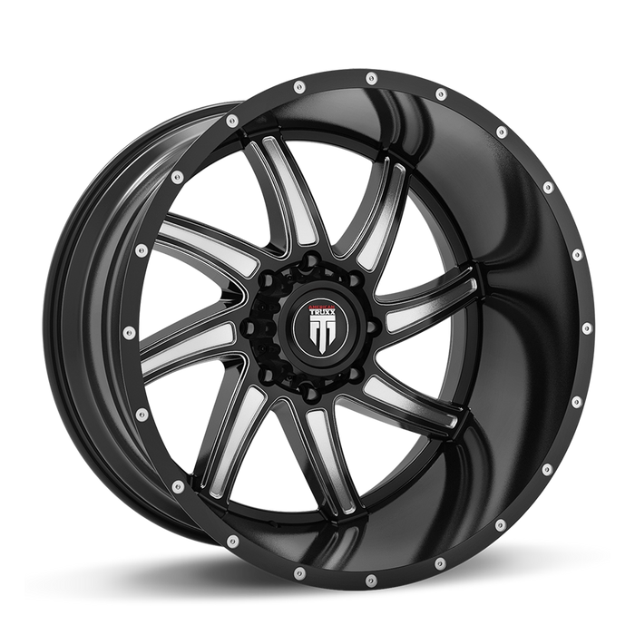 AMERICAN TRUXX AT162-24478M-76 AT162 VORTEX BLACK/MILLED 24X14 8-180 -76mm 125.2mm - Truck Part Superstore