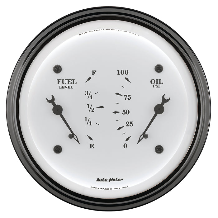 AutoMeter 1624 GAUGE; DUAL; FUEL/OILP; 3 3/8in.; 0OE-90OF/100PSI; ELEC; OLD TYME WHITE - Truck Part Superstore