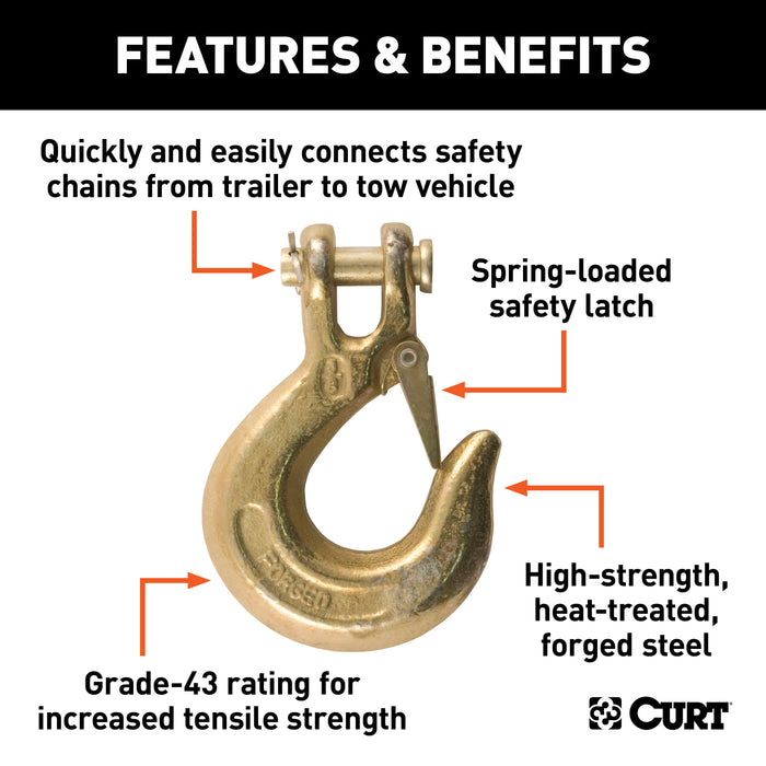 CURT 81560 3/8in. Safety Latch Clevis Hook (18;000 lbs; 3/8in. Pin) - Truck Part Superstore