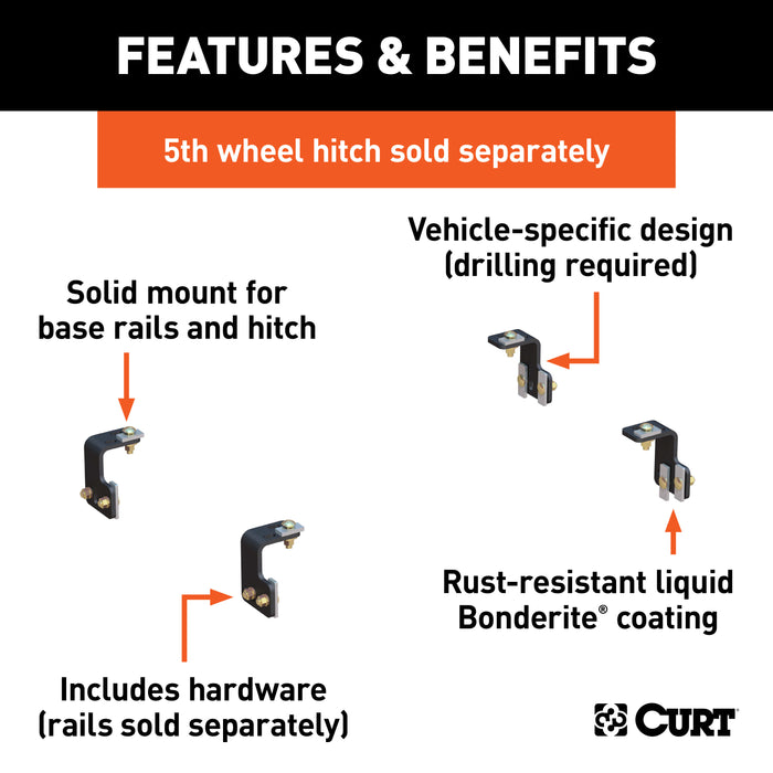 CURT 16300 Semi-Custom 5th Wheel Brackets; Select Ford F-150 - Truck Part Superstore