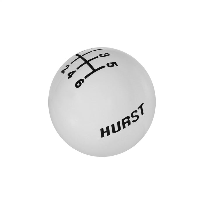 Hurst 1630185 Shifter Knob; White 6 Speed U-L Pattern; 3/8 in. 16 Threads; - Truck Part Superstore