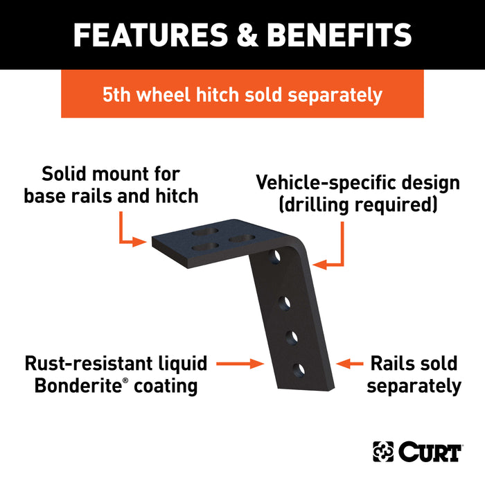 CURT 16303 Semi-Custom 5th Wheel Brackets; Select Dodge Ram 1500 - Truck Part Superstore
