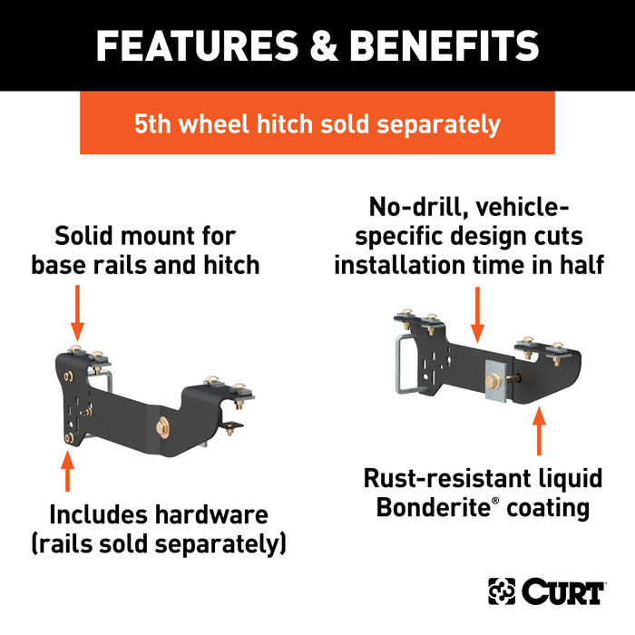 CURT 16400 Custom 5th Wheel Brackets; Select Chevrolet Silverado; GMC Sierra 1500 - Truck Part Superstore