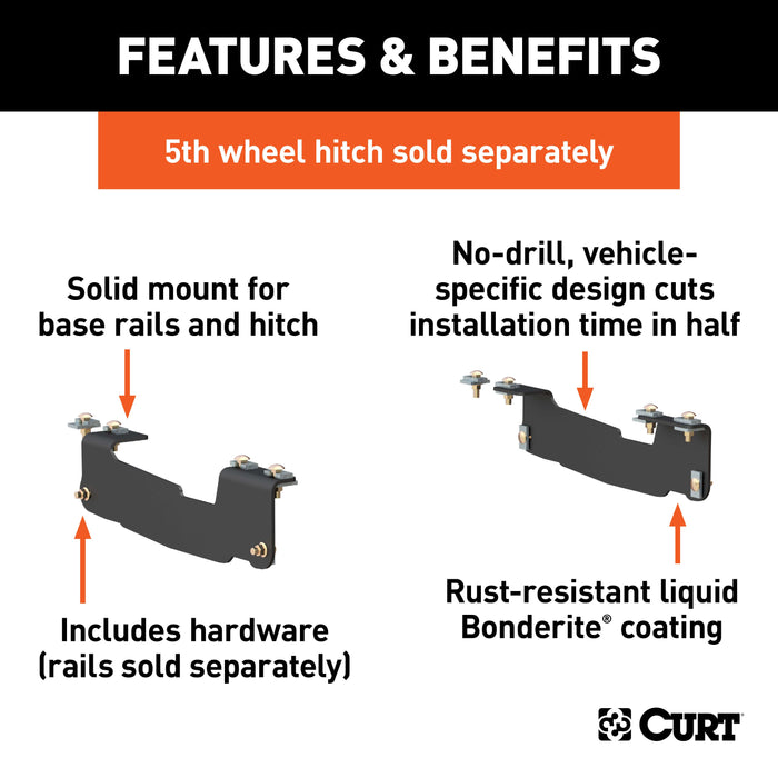 CURT 16441 Custom 5th Wheel Brackets; Select Ford F-150 (Except 5.5ft. Bed) - Truck Part Superstore
