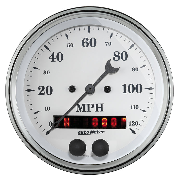 AutoMeter 1649 GAUGE; SPEEDOMETER; 3 3/8in.; 120MPH; GPS; OLD TYME WHITE - Truck Part Superstore