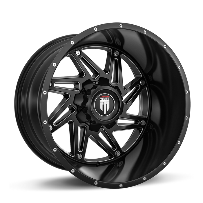 AMERICAN TRUXX AT165-2152M-24 AT165 WARRIOR BLACK/MILLED 20X10 5-127 -24mm 78.1mm - Truck Part Superstore