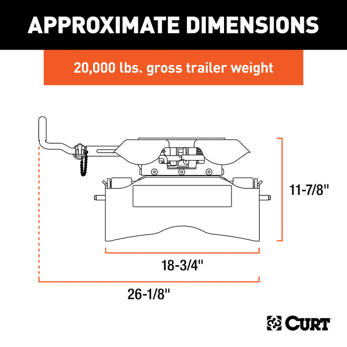 CURT 16530 CURT 16530 Q20 5th Wheel Hitch Head Only; Legs or Roller Required; 20;000 lbs - Truck Part Superstore