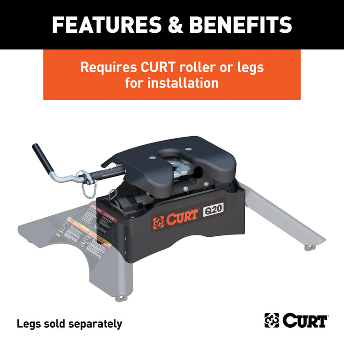 CURT 16530 CURT 16530 Q20 5th Wheel Hitch Head Only; Legs or Roller Required; 20;000 lbs - Truck Part Superstore