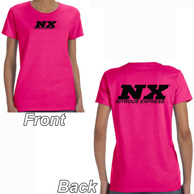 Nitrous Express 16533 Pink T-Shirt with Black NX Logo Front and Back; XL. - Truck Part Superstore