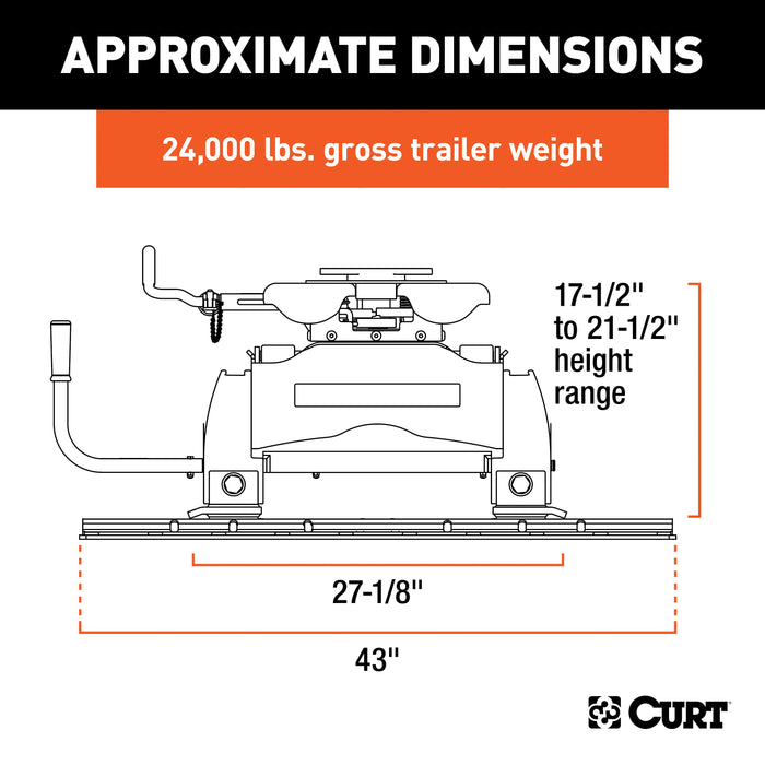 CURT 16646 Q24 Sliding 5th Wheel Hitch with Rails; 24;000 lbs. - Truck Part Superstore