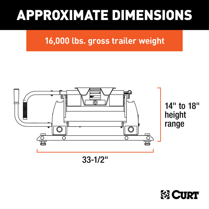 CURT 16674 E16 Sliding 5th Wheel Hitch; Select Ford F250; F350; F450; 6.75ft. Bed Puck Syst - Truck Part Superstore