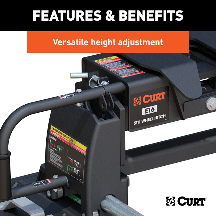 CURT 16674 E16 Sliding 5th Wheel Hitch; Select Ford F250; F350; F450; 6.75ft. Bed Puck Syst - Truck Part Superstore