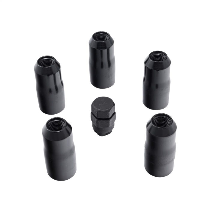Rugged Ridge 16715.34 Wheel Lug Nut; M14-1.5 Thread; 2 in. Long; Set of 5; Black; Incl. Security Key; - Truck Part Superstore