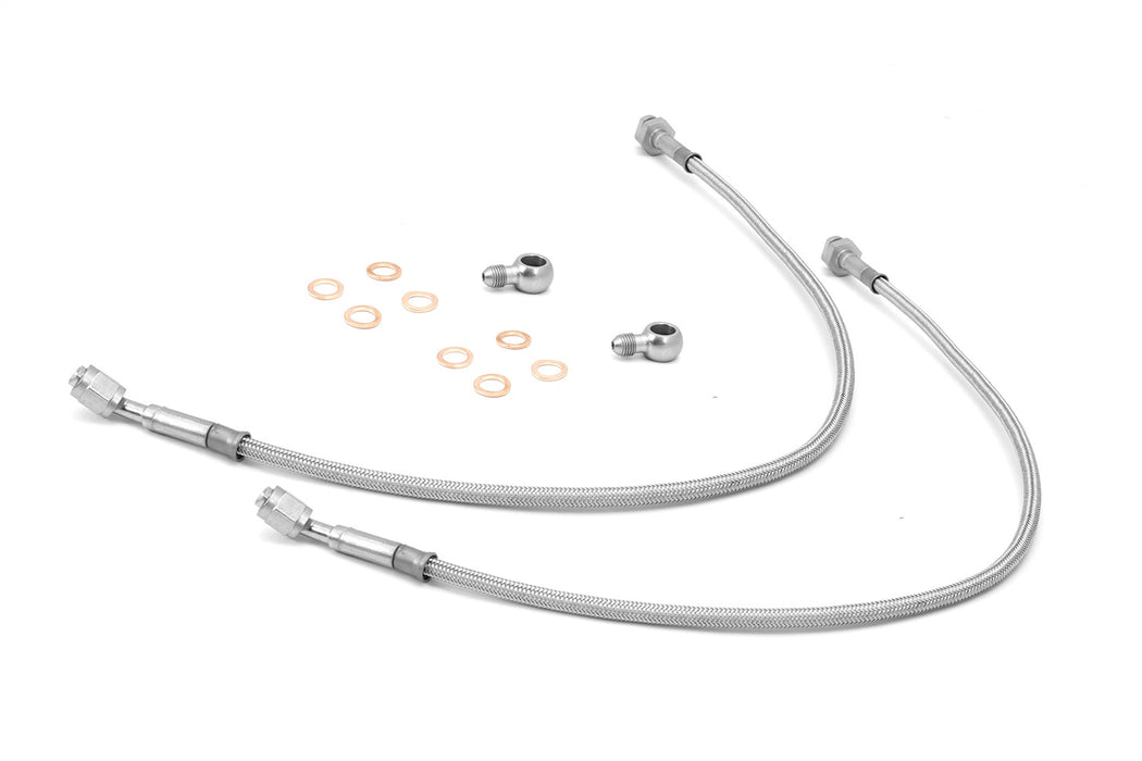 Rugged Ridge 16734.08 Brake Hose; Front; Pair; Braided Stainless Steel; 15 in. Length; - Truck Part Superstore