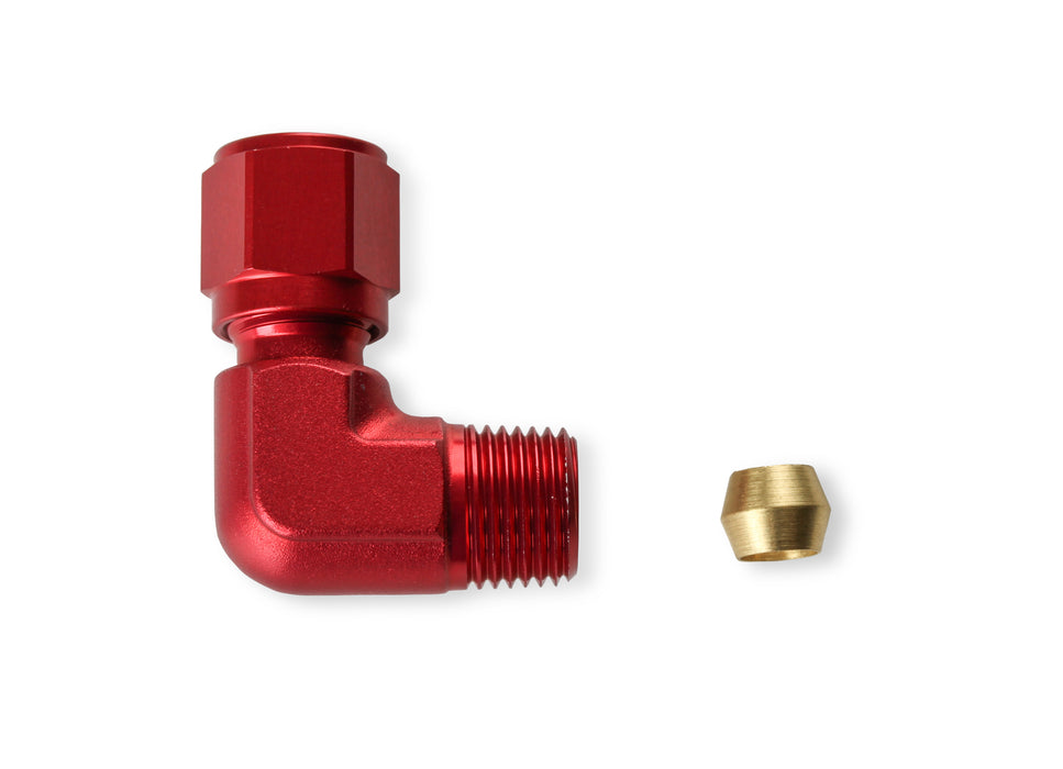 NOS/Nitrous Oxide System 16477NOS Pipe Fitting Compression; 3/16 in. Tube To 90 Deg. 1/8 in. NPT FTG; Red; - Truck Part Superstore