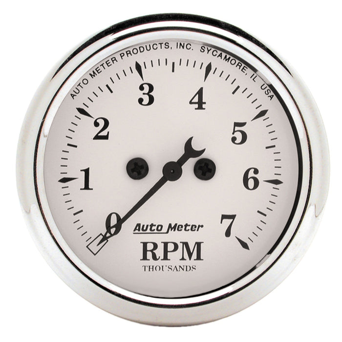 AutoMeter 1694 GAUGE; TACHOMETER; 2 1/16in.; 7K RPM; IN-DASH; OLD TYME WHITE - Truck Part Superstore