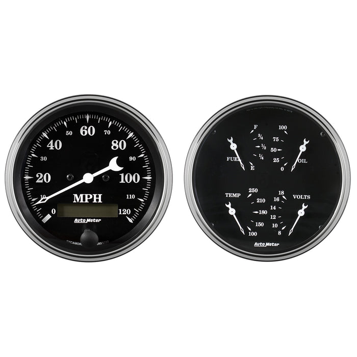 AutoMeter 1703 2 PC. GAUGE KIT; 5in. QUAD/SPEEDOMETER; 240-33 O; OLD TYME BLACK - Truck Part Superstore