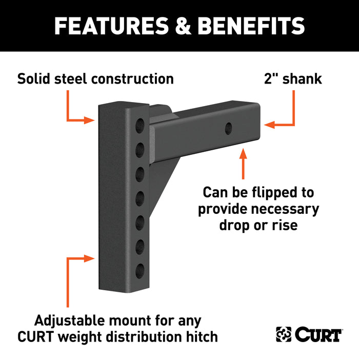 CURT 17100 Weight Distribution Shank (2in. Shank; 2in. Drop; 6in. Rise) - Truck Part Superstore