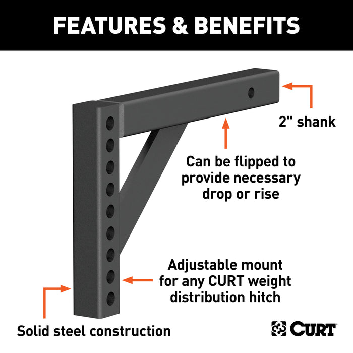 CURT 17122 Weight Distribution Shank (2in. Shank; 6in. Drop; 10-1/4in. Rise) - Truck Part Superstore