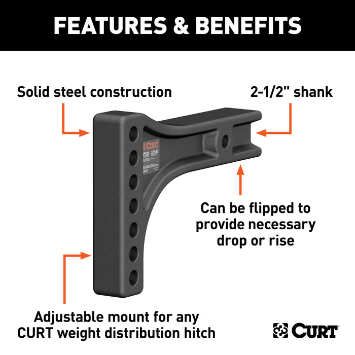 CURT 17131 Weight Distribution Shank (2-1/2in. Shank; 2in. Drop; 6in. Rise) - Truck Part Superstore
