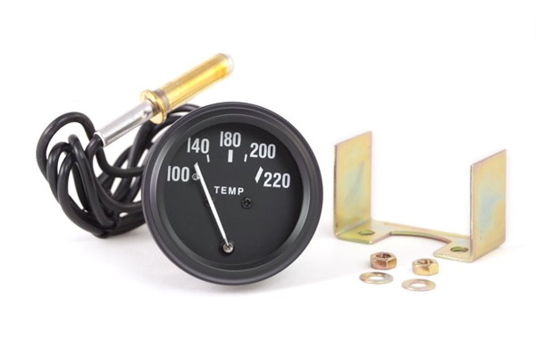 Omix 17210.05 Temperature Gauge; Black Face w/White Pointer; 100-220 Temp; - Truck Part Superstore