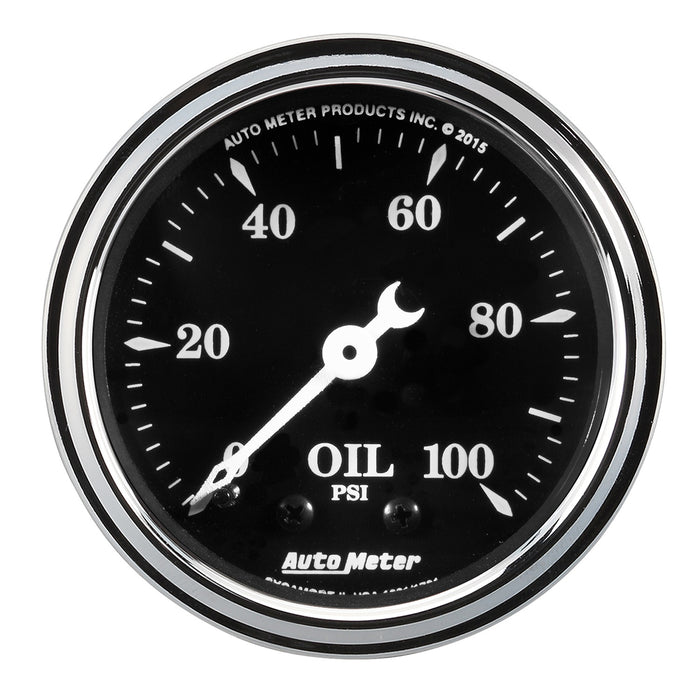 AutoMeter 1721 GAUGE; OIL PRESS; 2 1/16in.; 100PSI; MECH; OLD TYME BLACK - Truck Part Superstore