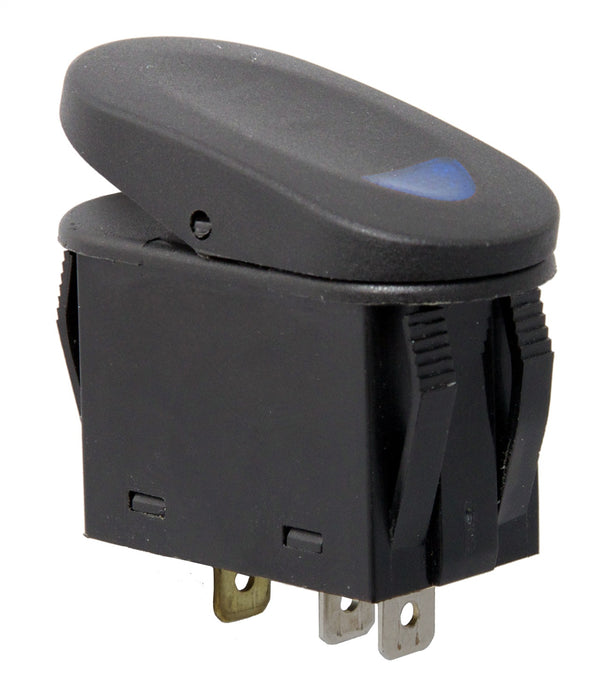 Rugged Ridge 17235.03 Rocker Switch; 2 Position; 3 Prong; 20 Amp; Black w/Blue LED Indicator Light; - Truck Part Superstore