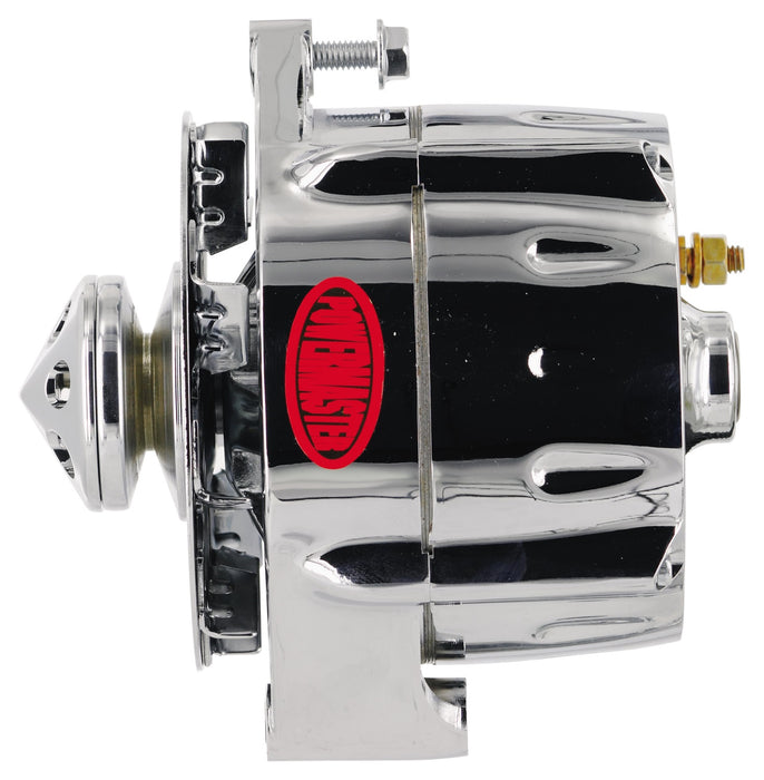 Powermaster Performance 17295 Smooth Look™ Alternator; 12si; 100 Amp; 75 Idle; 1V; Baffle And Cone; Chrome; - Truck Part Superstore